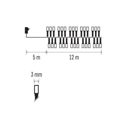 LED Zewnętrzny łańcuch bozonarodzeniowy 600xLED/17m IP44 ciepła biel