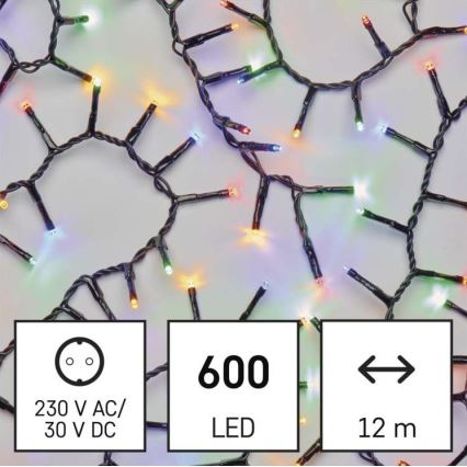 LED Zewnętrzny łańcuch bożonarodzeniowy 600xLED/17m IP44 różne kolory