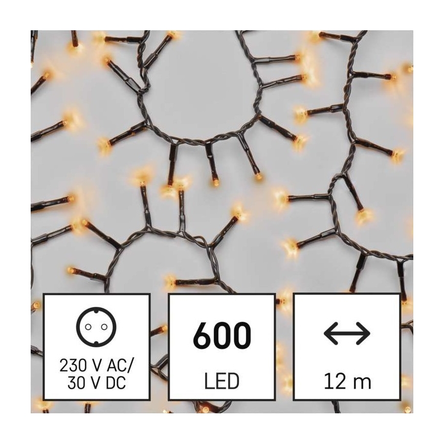 LED Zewnętrzny łańcuch bożonarodzeniowy 600xLED/17m IP44 vintage