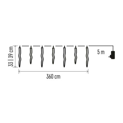 LED Zewnętrzny łańcuch bożonarodzeniowy 60xLED/8,6m IP44