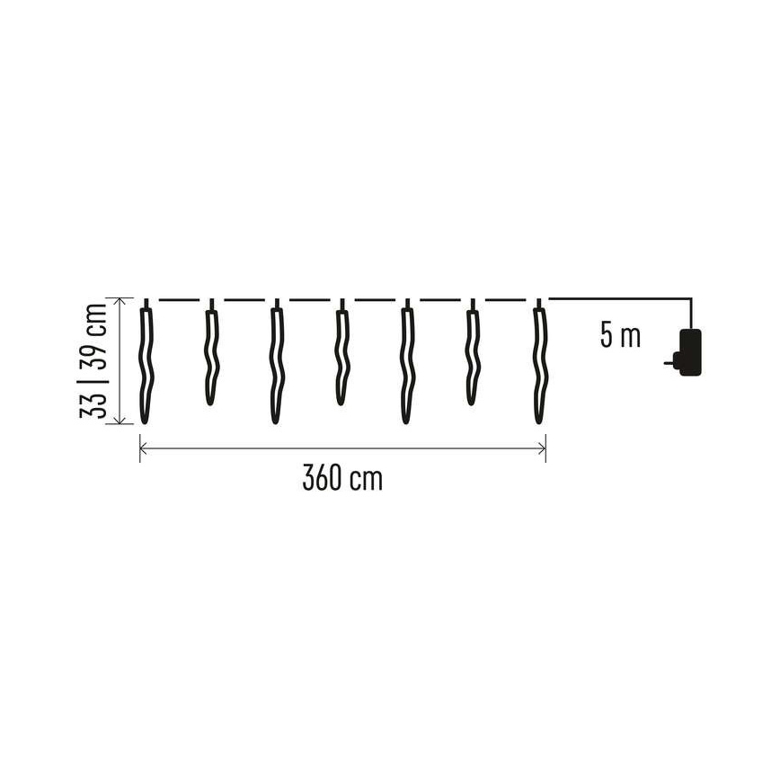 LED Zewnętrzny łańcuch bożonarodzeniowy 60xLED/8,6m IP44