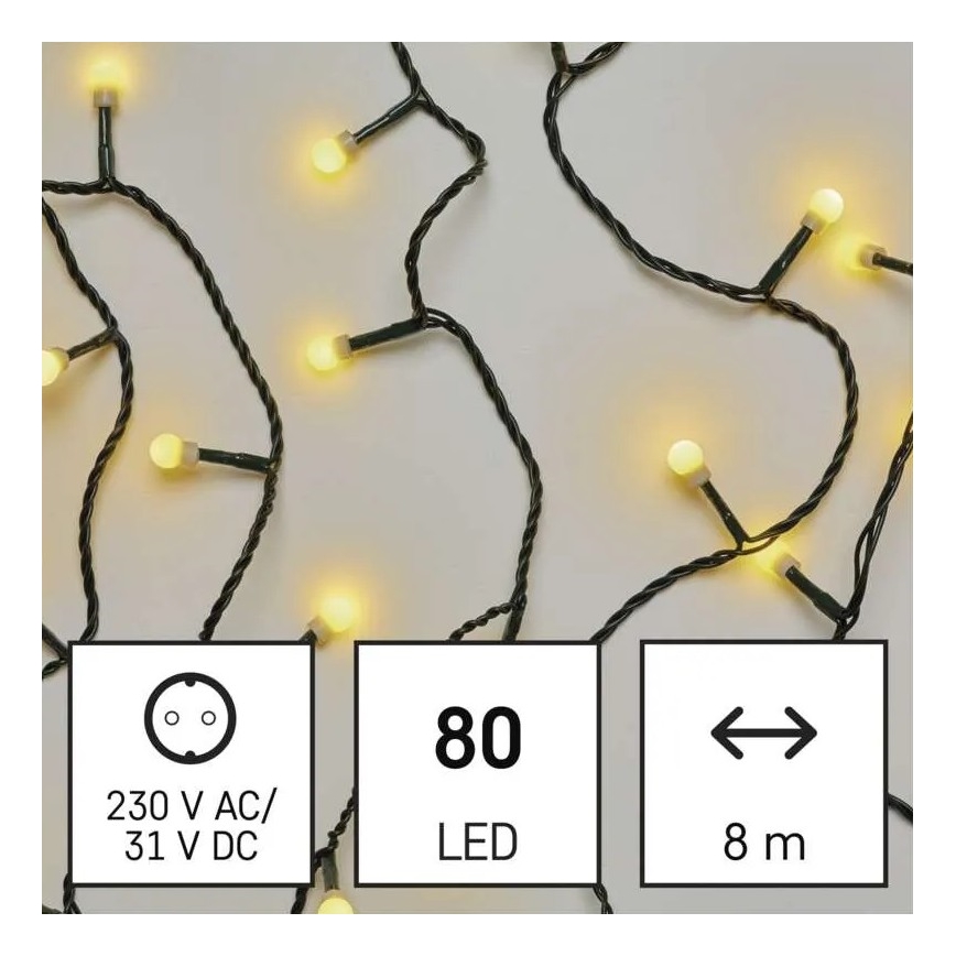 LED Zewnętrzny łańcuch bożonarodzeniowy 80xLED/13m IP44 ciepła biel