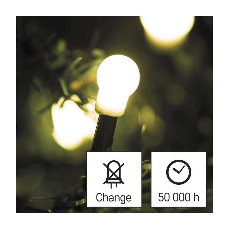 LED Zewnętrzny łańcuch bożonarodzeniowy 80xLED/13m IP44 ciepła biel