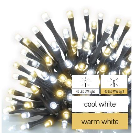 LED Zewnętrzny łańcuch bożonarodzeniowy 80xLED/13m IP44 ciepła/zimna biel