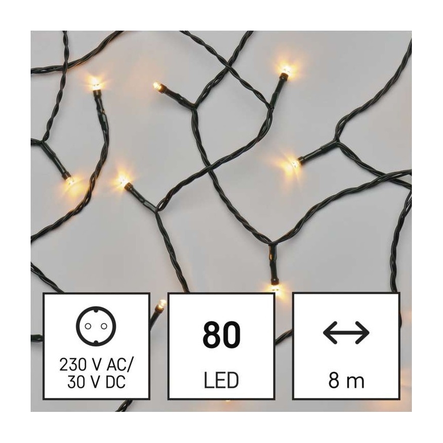 LED Zewnętrzny łańcuch bożonarodzeniowy 80xLED/13m IP44 vintage