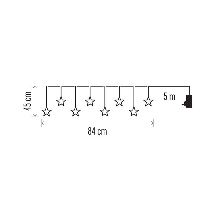 LED Zewnętrzny łańcuch bożonarodzeniowy 8xLED/5,84m IP44 gwiazdy