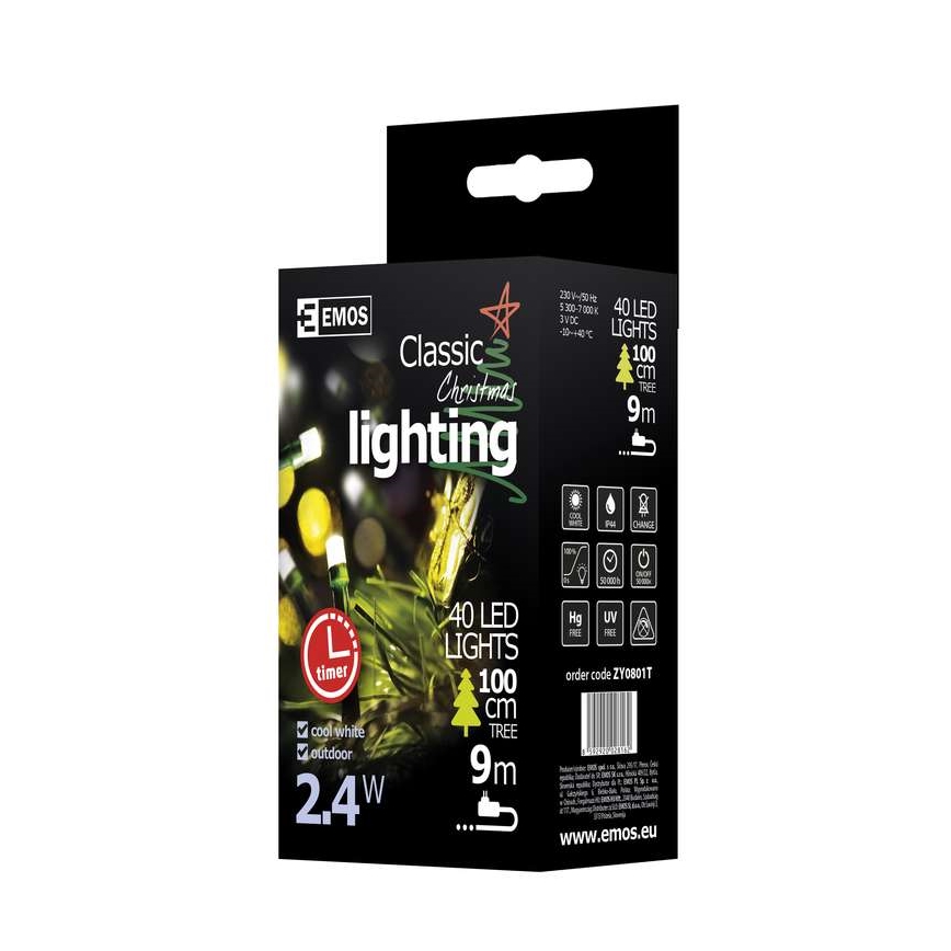Emos ZY0801T - Boże Narodzenie łańcuch IP44 4m 40xLED