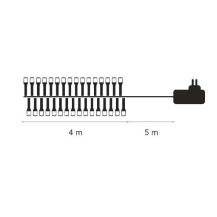 LED Zewnętrzny łańcuch bożonarodzeniowyn CHAIN 40xLED 9m IP44 zimna biel