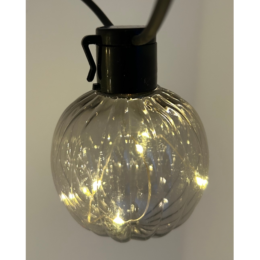 LED Zewnętrzny łańcuch dekoracyjny 10xLED/0,15W/230V 6,8 m IP44 czarny/przydymiony