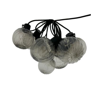 LED Zewnętrzny łańcuch dekoracyjny 10xLED/0,15W/230V 6,8 m IP44 czarny/przydymiony