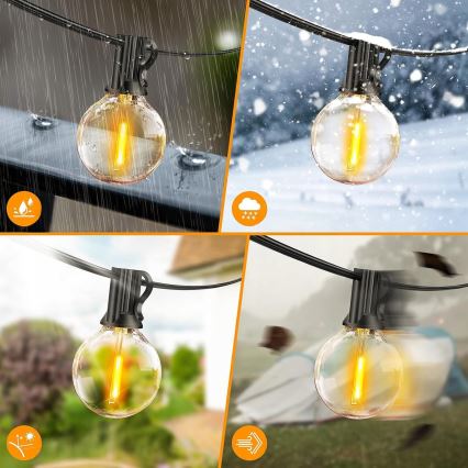 LED zewnętrzny łańcuch dekoracyjny 25xE12/1W/230V 17,5 m IP65 czarny