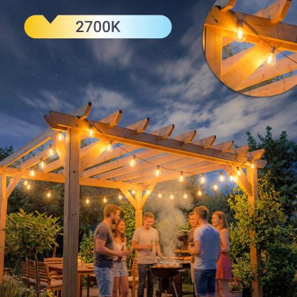 LED zewnętrzny łańcuch dekoracyjny 36xE12/1W/230V 22,35 m IP65 czarny