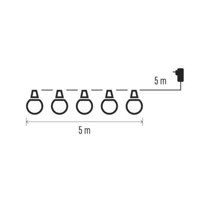 LED Zewnętrzny łańcuch dekoracyjny 50xLED/10m IP44 przezroczysty