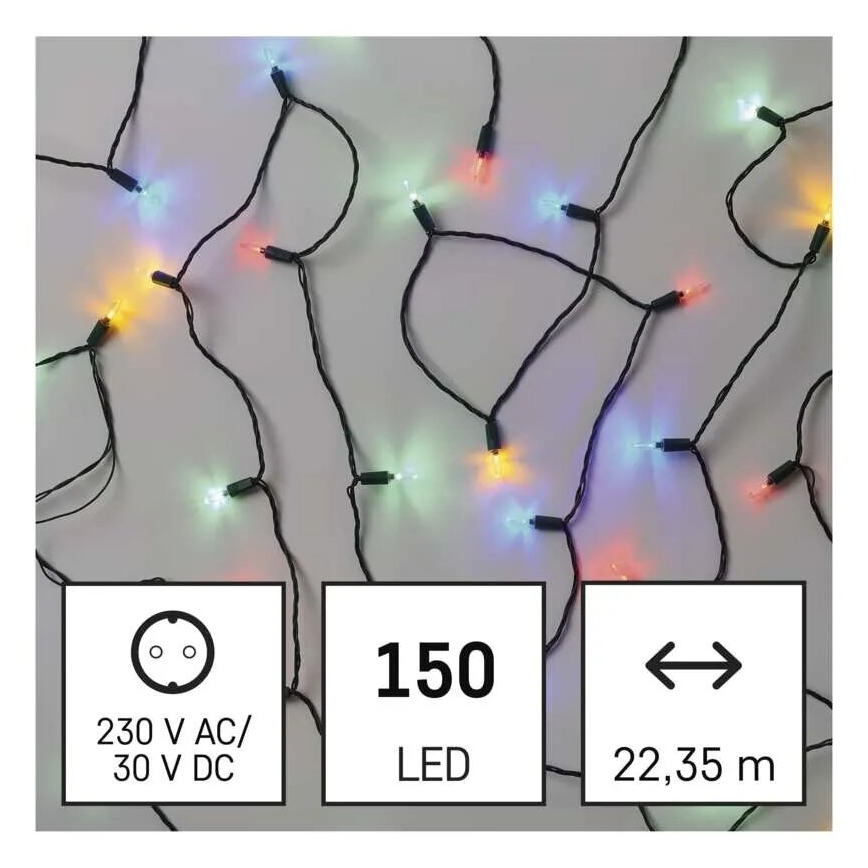 LED Zewnętrzny łańcuch świąteczny 150xLED/27,35m IP44 wielokolorowy