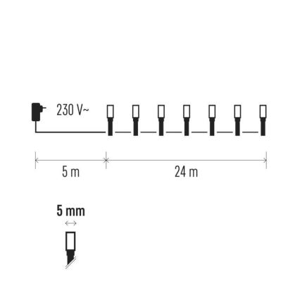 LED Zewnętrzny łańcuch świąteczny 240xLED/3,6W/230V IP44