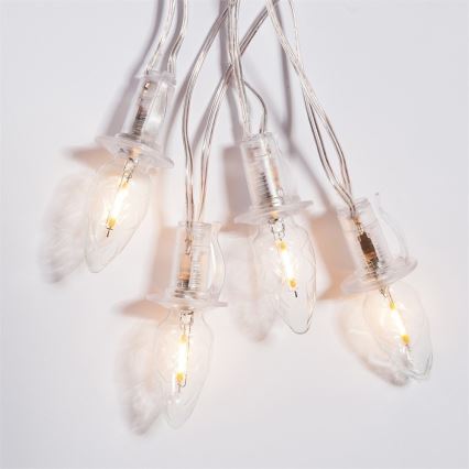 LED Zewnętrzny łańcuch świąteczny CONE FILAMENT 20xE10 19m przezroczysty/ciepła biel IP44, wyprodukowano w UE