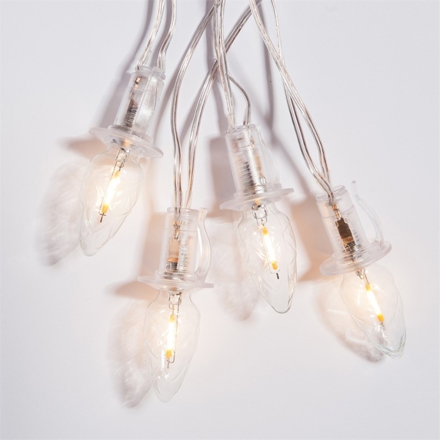 LED Zewnętrzny łańcuch świąteczny CONE FILAMENT 20xE10 19m przezroczysty/ciepła biel IP44, wyprodukowano w UE