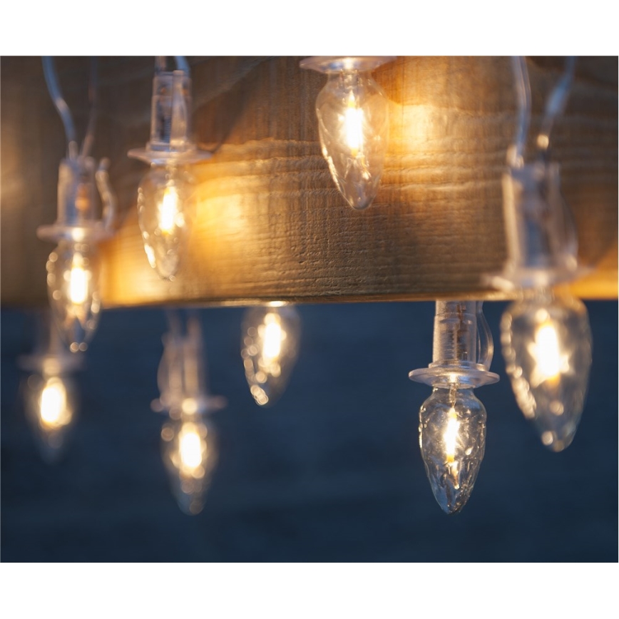 LED Zewnętrzny łańcuch świąteczny CONE FILAMENT 20xE10 19m przezroczysty/ciepła biel IP44, wyprodukowano w UE