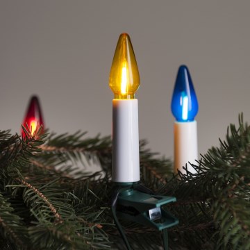 LED Zewnętrzny łańcuch świąteczny FELICIA FILAMENT 20xE10 19m kolorowy/ciepła biel IP44, wyprodukowano w UE