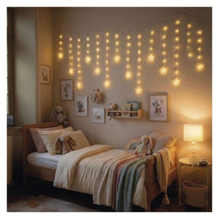 LED zewnętrzny łańcuch świetlny 120 diod 3xAA 1,7 m IP44 ciepła biel