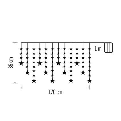 LED zewnętrzny łańcuch świetlny 120 diod 3xAA 1,7 m IP44 ciepła biel