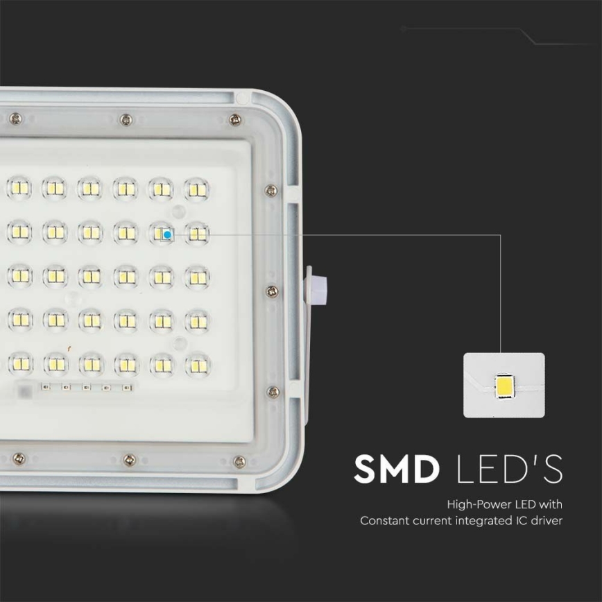 LED zewnętrzny ściemnialny solarny reflektor LED/10W/3,2V IP65 4000K 6000 mAh biały + zdalne sterowanie