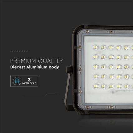 LED zewnętrzny ściemnialny solarny reflektor LED/10W/3,2V IP65 4000K 6000 mAh czarny + zdalne sterowanie