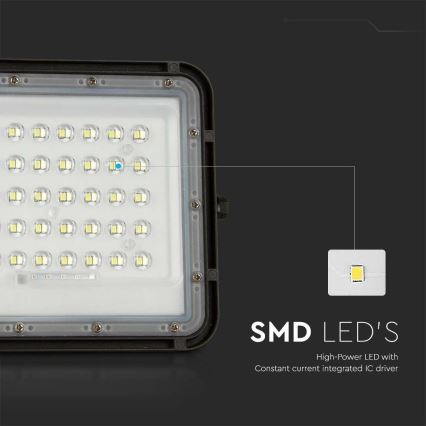 LED zewnętrzny ściemnialny solarny reflektor LED/10W/3,2V IP65 6400K 6000 mAh czarny + zdalne sterowanie