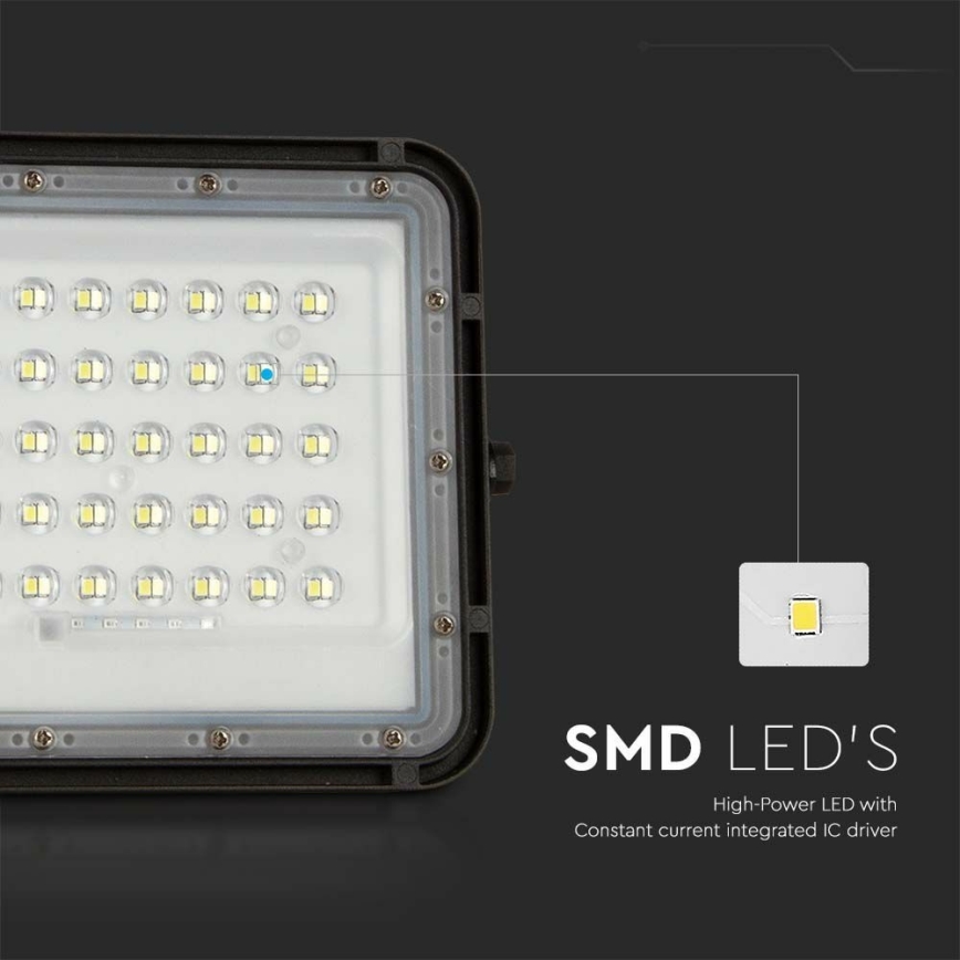 LED zewnętrzny ściemnialny solarny reflektor LED/10W/3,2V IP65 6400K 6000 mAh czarny + zdalne sterowanie