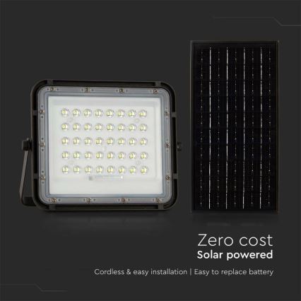 LED zewnętrzny ściemnialny solarny reflektor LED/10W/3,2V IP65 6400K 6000 mAh czarny + zdalne sterowanie