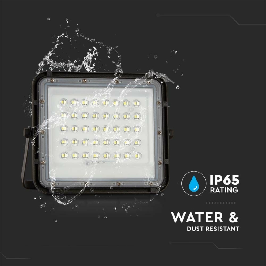 LED zewnętrzny ściemnialny solarny reflektor LED/10W/3,2V IP65 6400K 6000 mAh czarny + zdalne sterowanie