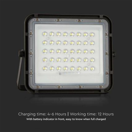 LED zewnętrzny ściemnialny solarny reflektor LED/10W/3,2V IP65 6400K 6000 mAh czarny + zdalne sterowanie