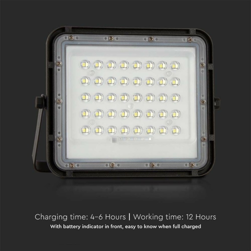 LED zewnętrzny ściemnialny solarny reflektor LED/10W/3,2V IP65 6400K 6000 mAh czarny + zdalne sterowanie