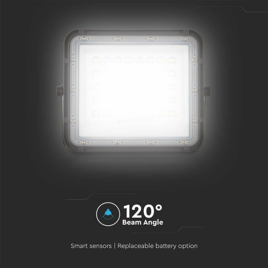 LED zewnętrzny ściemnialny solarny reflektor LED/10W/3,2V IP65 6400K 6000 mAh czarny + zdalne sterowanie