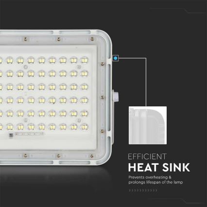 LED Zewnętrzny ściemnialny naświetlacz solarny LED/15W/3,2V IP65 4000K biały + pilot zdalnego sterowania