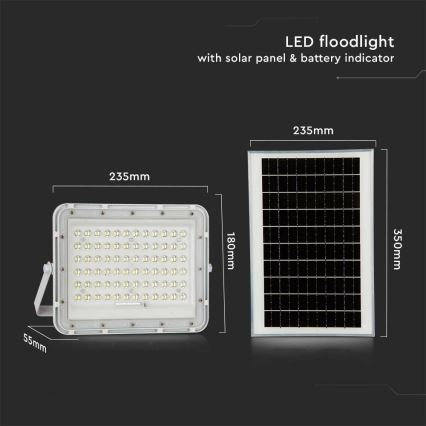 LED zewnętrzny ściemnialny solarny reflektor LED/15W/3,2V IP65 4000K 12000 mAh biały + zdalne sterowanie