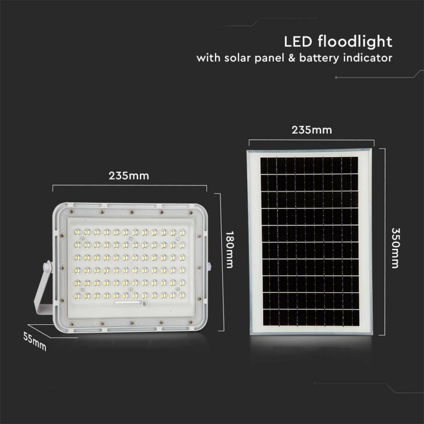 LED zewnętrzny ściemnialny solarny reflektor LED/15W/3,2V IP65 4000K 12000 mAh biały + zdalne sterowanie