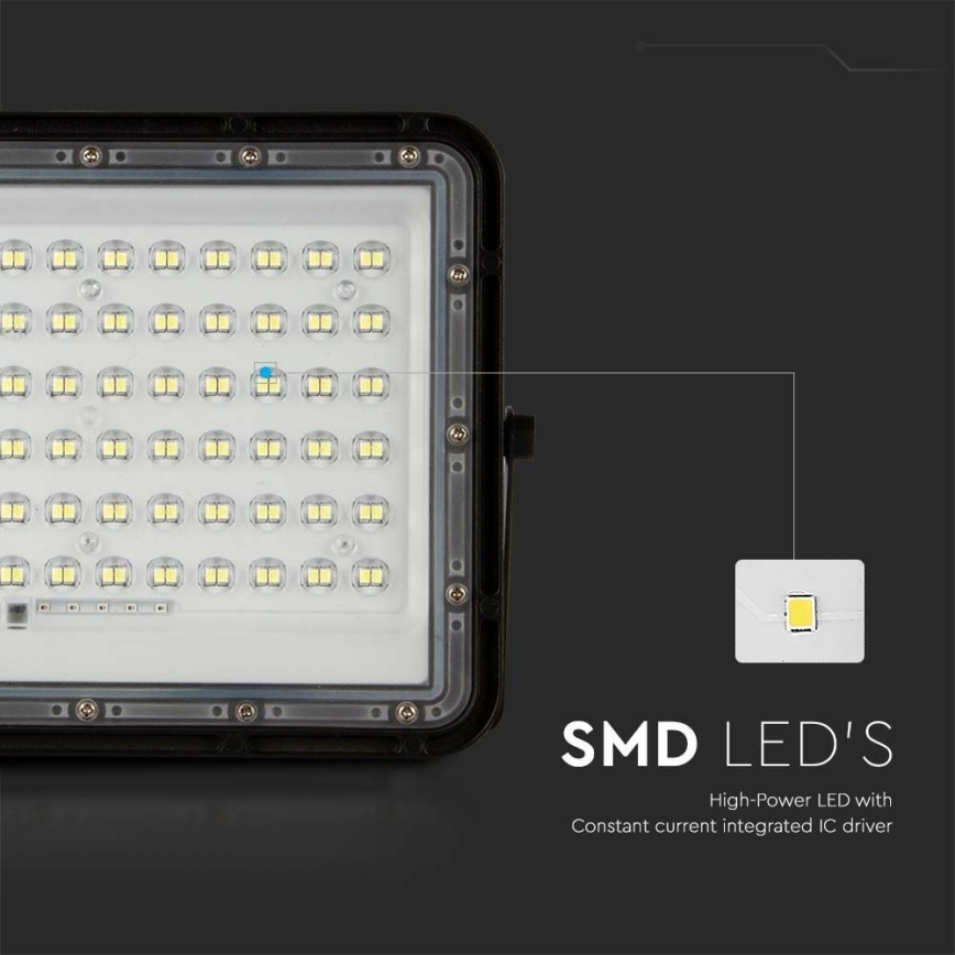 LED zewnętrzny ściemnialny solarny reflektor LED/15W/3,2V IP65 4000K 12000 mAh czarny + zdalne sterowanie