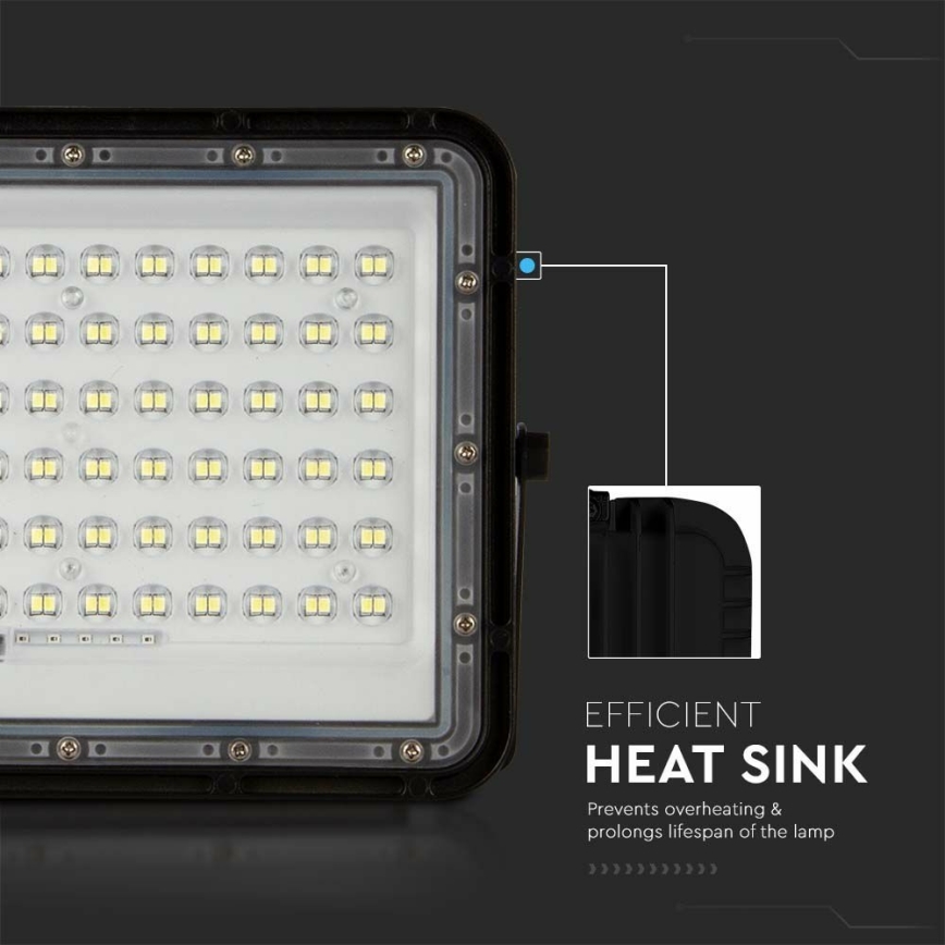 LED zewnętrzny ściemnialny solarny reflektor LED/15W/3,2V IP65 4000K 12000 mAh czarny + zdalne sterowanie