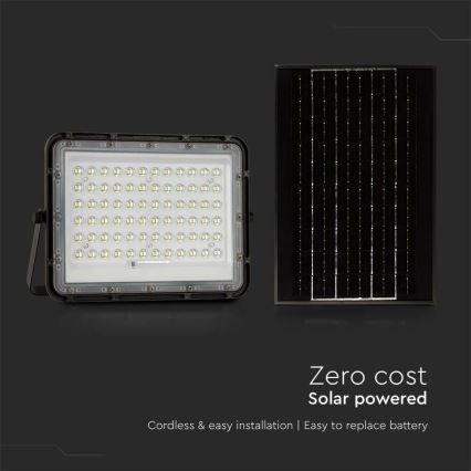 LED Zewnętrzny ściemnialny naświetlacz solarny LED/15W/3,2V IP65 4000K czarny + pilot zdalnego sterowania