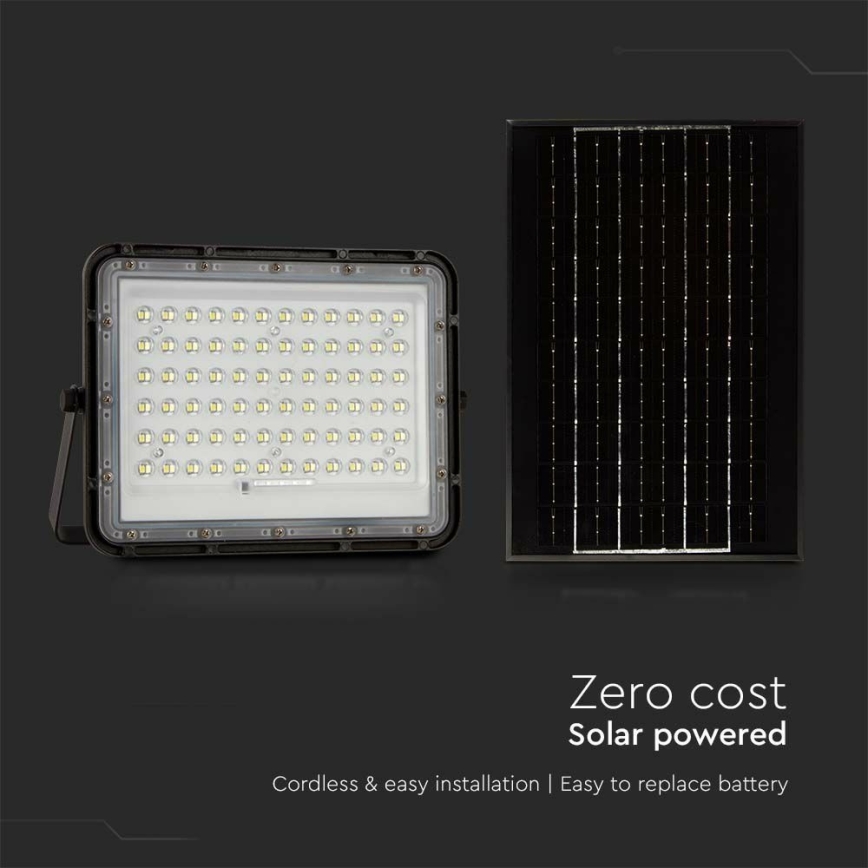 LED zewnętrzny ściemnialny solarny reflektor LED/15W/3,2V IP65 4000K 12000 mAh czarny + zdalne sterowanie
