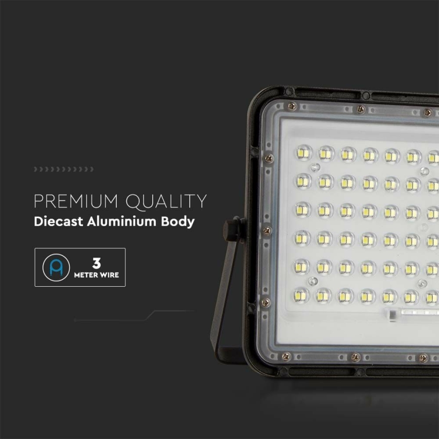 LED zewnętrzny ściemnialny solarny reflektor LED/15W/3,2V IP65 4000K 12000 mAh czarny + zdalne sterowanie