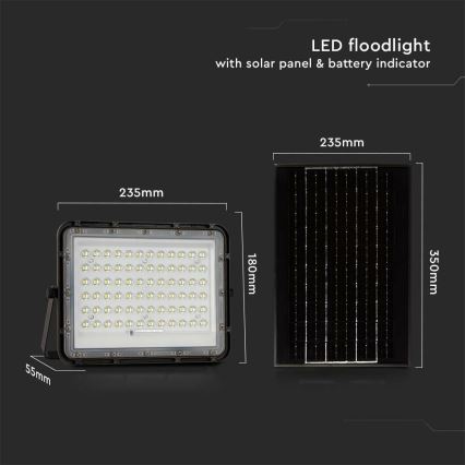 LED zewnętrzny ściemnialny solarny reflektor LED/15W/3,2V IP65 4000K 12000 mAh czarny + zdalne sterowanie