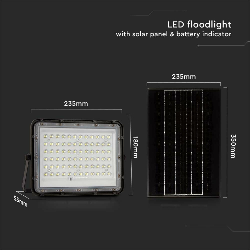 LED zewnętrzny ściemnialny solarny reflektor LED/15W/3,2V IP65 4000K 12000 mAh czarny + zdalne sterowanie