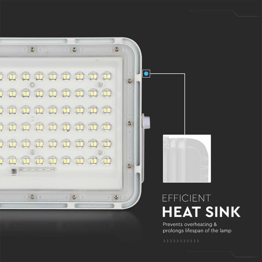 LED zewnętrzny ściemnialny solarny reflektor LED/15W/3,2V IP65 6400K 12000 mAh biały + zdalne sterowanie
