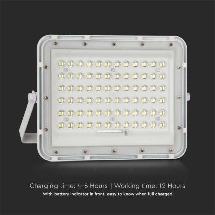 LED zewnętrzny ściemnialny solarny reflektor LED/15W/3,2V IP65 6400K 12000 mAh biały + zdalne sterowanie