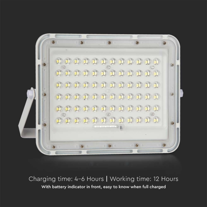 LED zewnętrzny ściemnialny solarny reflektor LED/15W/3,2V IP65 6400K 12000 mAh biały + zdalne sterowanie