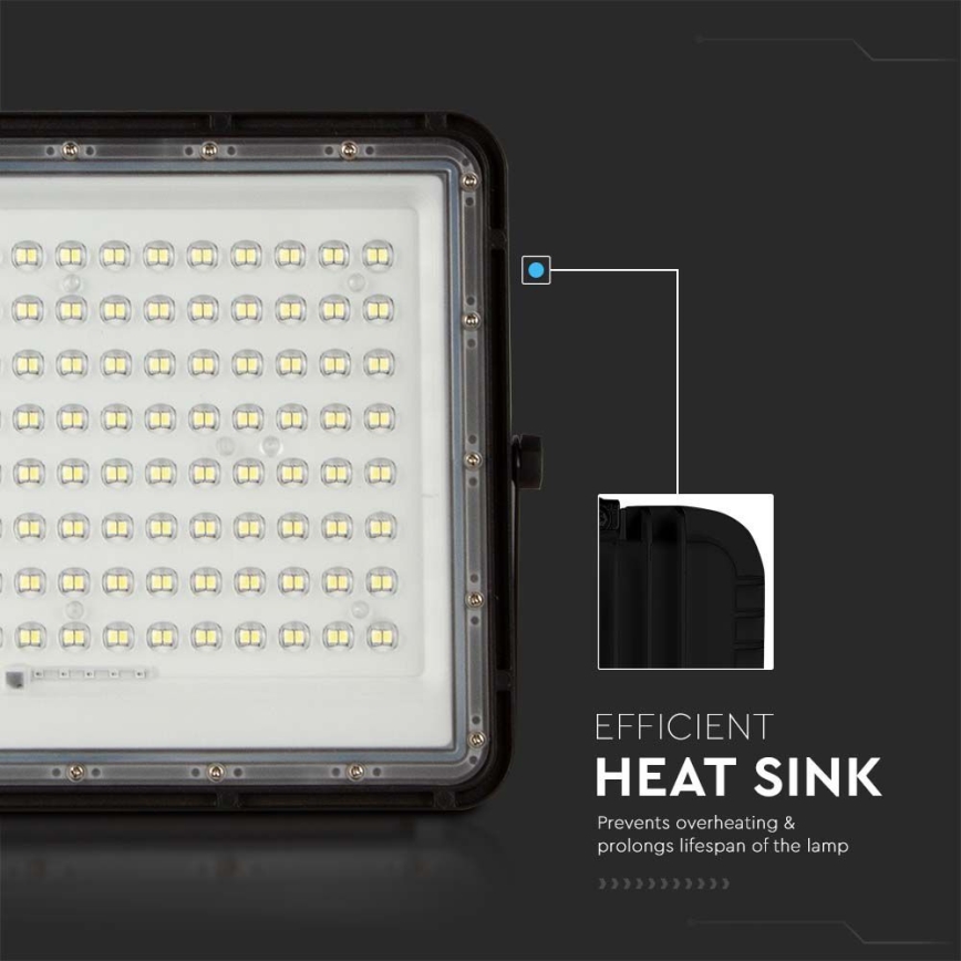 LED Zewnętrzny naświetlacz solarny LED/200W/3,2V 4000K czarny IP65 16000 mAh + zdalne sterowanie