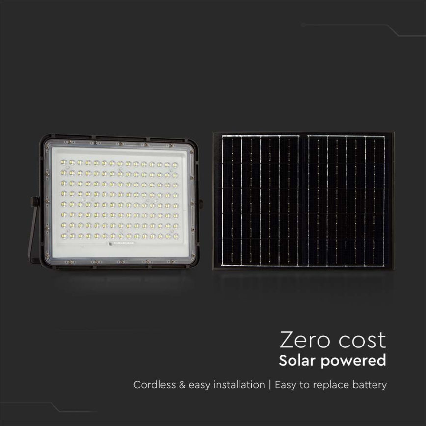 LED Zewnętrzny naświetlacz solarny LED/200W/3,2V 4000K czarny IP65 16000 mAh + zdalne sterowanie