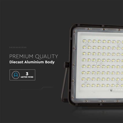LED Zewnętrzny naświetlacz solarny LED/200W/3,2V 4000K czarny IP65 16000 mAh + zdalne sterowanie
